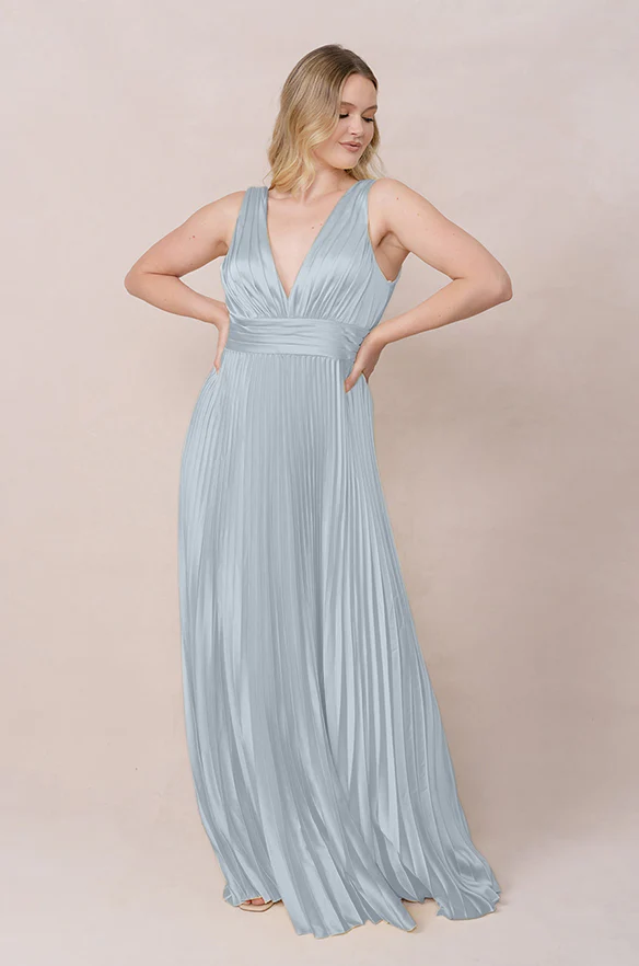 Celine Satin Pleated Dress | Made To Order - Image 85