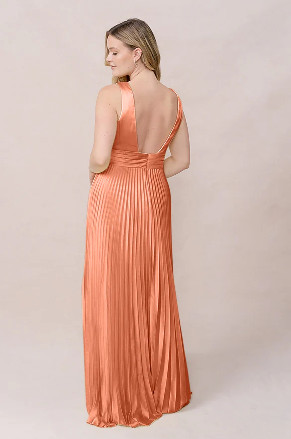 Celine Satin Pleated Dress | Made To Order - Image 90