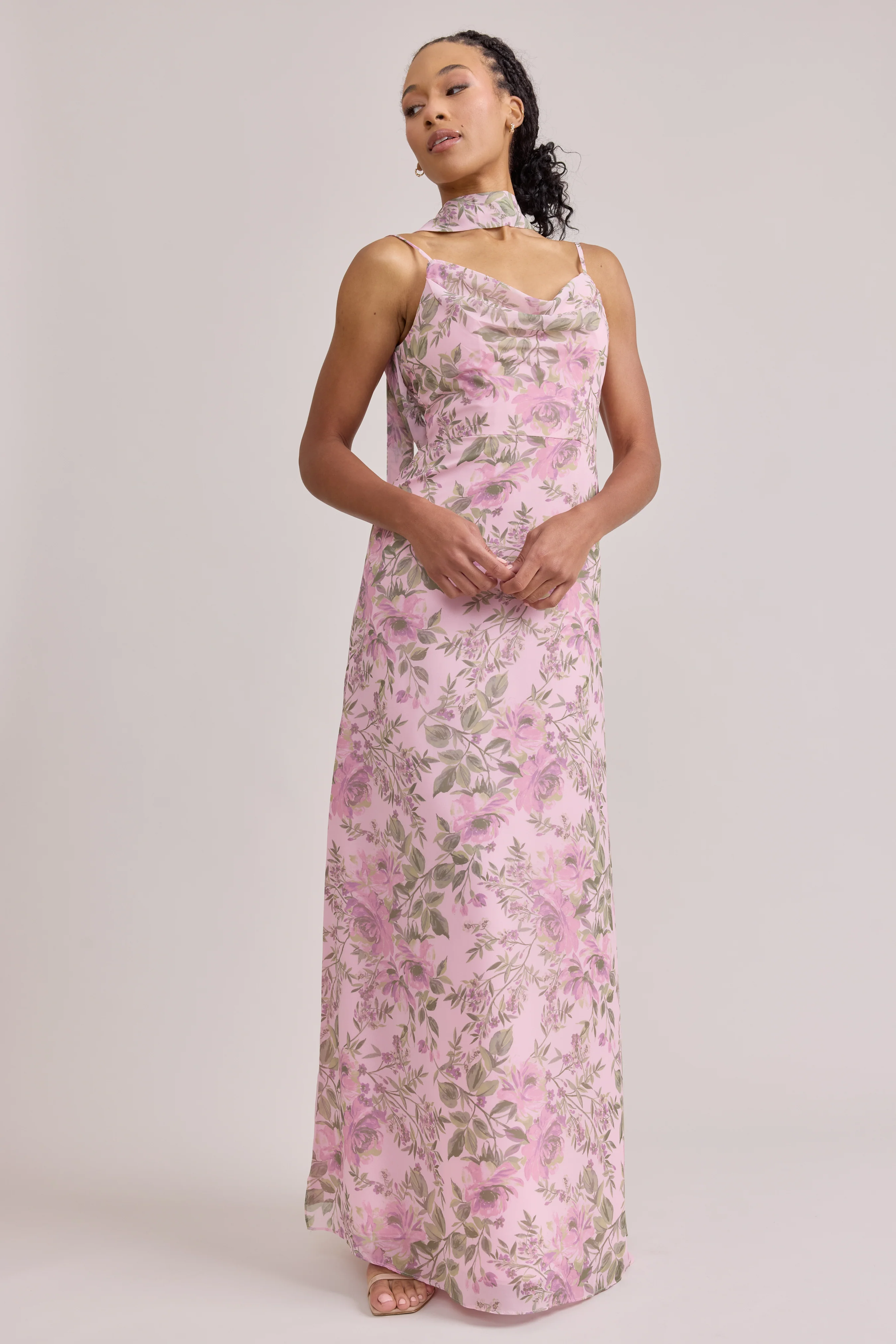 Chiffon Floral Print Skinny Scarf | Made To Order - Image 28
