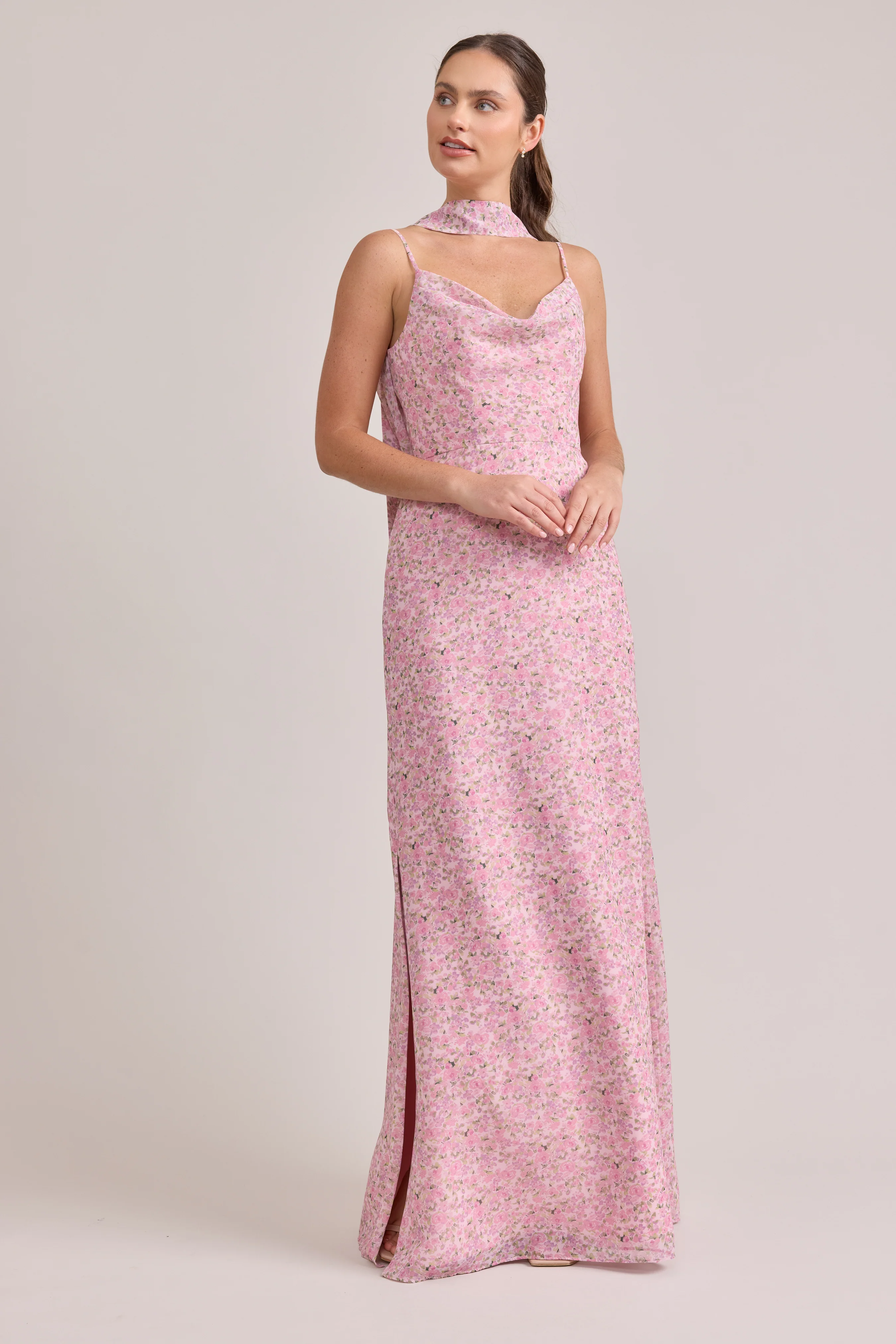 Chiffon Floral Print Skinny Scarf | Made To Order - Image 32
