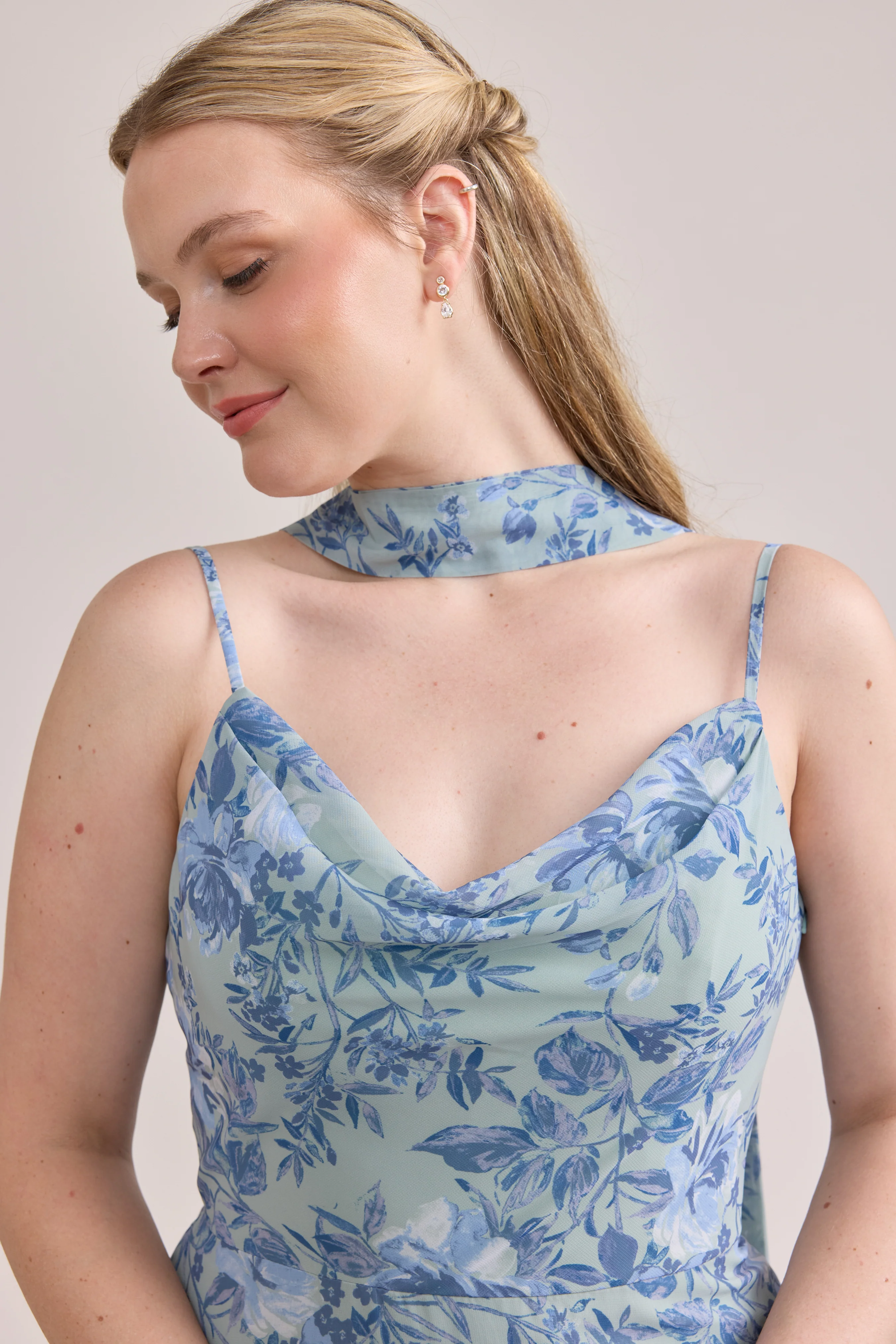 Chiffon Floral Print Skinny Scarf | Made To Order - Image 33