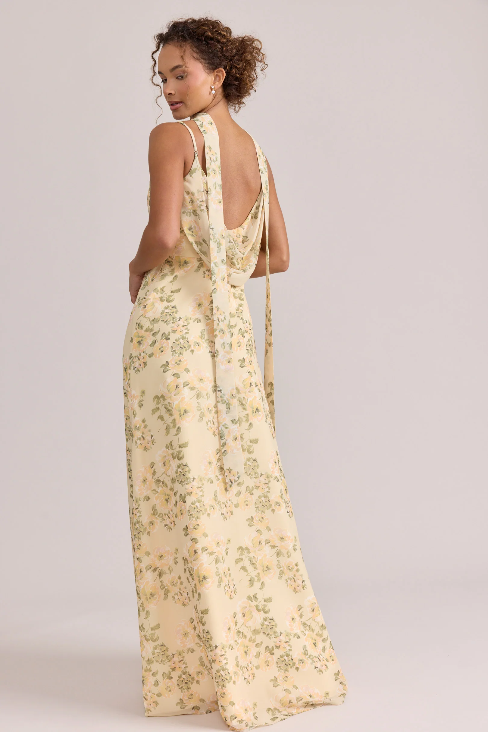 Chiffon Floral Print Skinny Scarf | Made To Order - Image 49