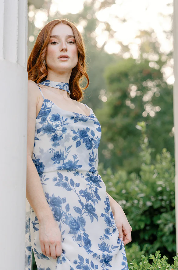 Chiffon Floral Print Skinny Scarf | Made To Order - Image 6