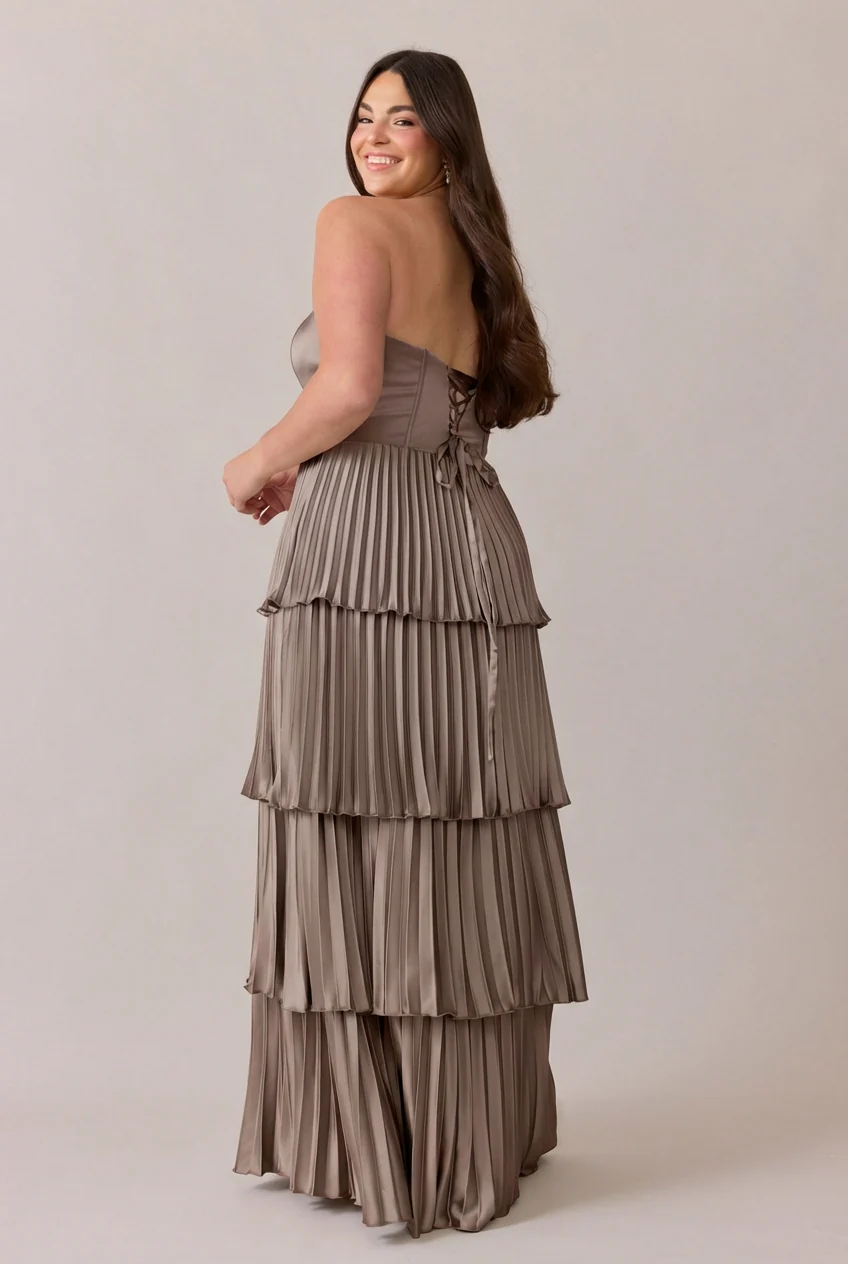 Collins Satin Pleated Dress | Made To Order - Image 167