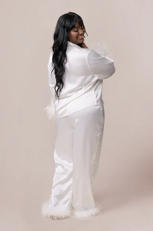 Daybreak Satin + Feathers Sleep Pants | Made To Order - Image 2