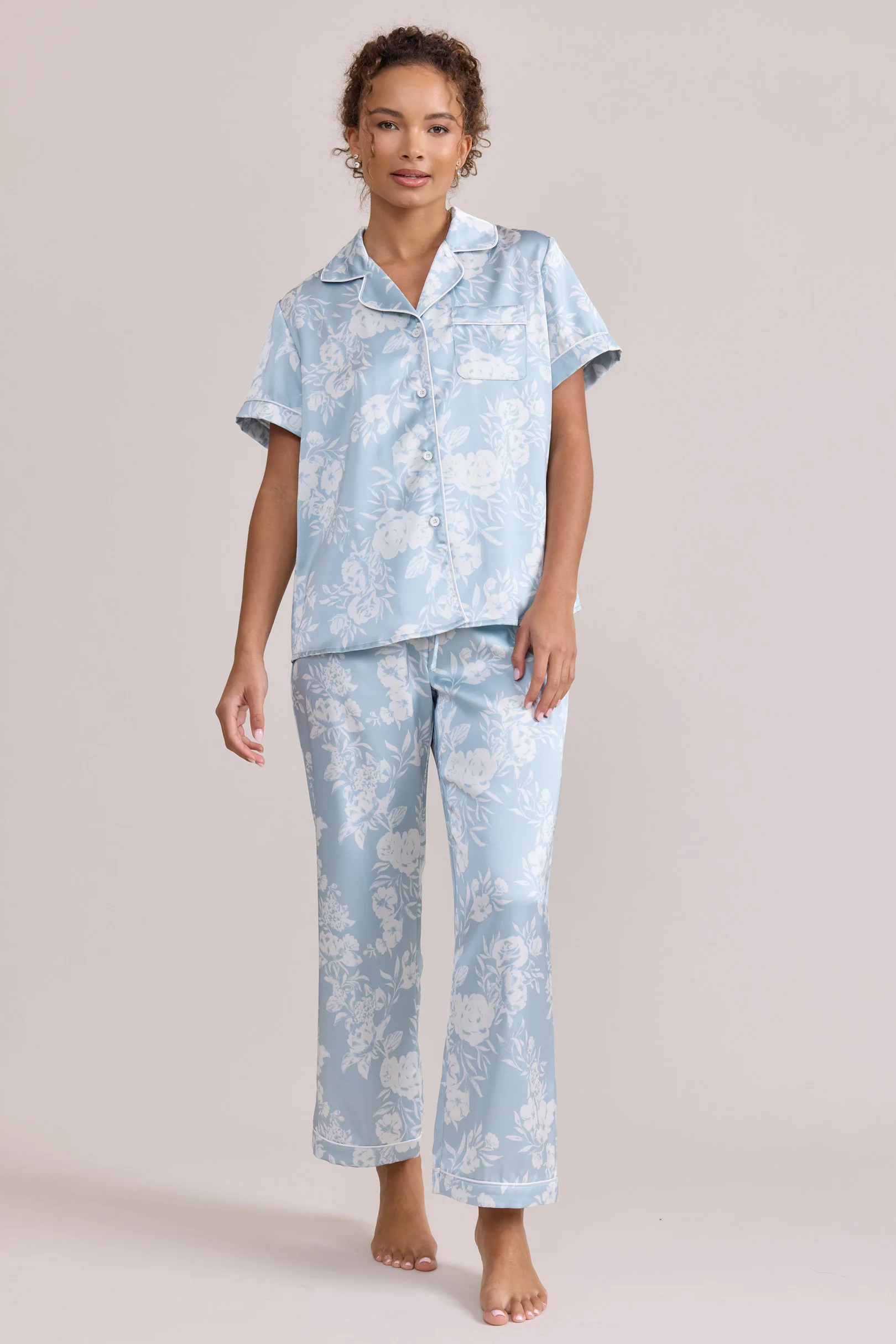 Daybreak Satin Floral Print Sleep Pants | Made To Order - Image 2