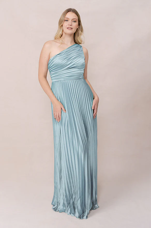 Declan Satin Pleated Dress | Made To Order - Image 100