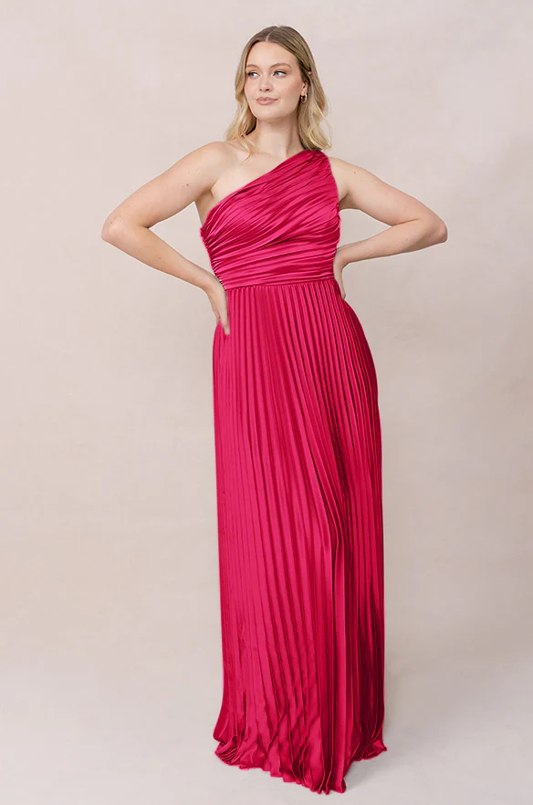 Declan Satin Pleated Dress | Made To Order - Image 44