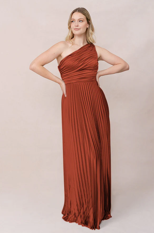 Declan Satin Pleated Dress | Made To Order - Image 80