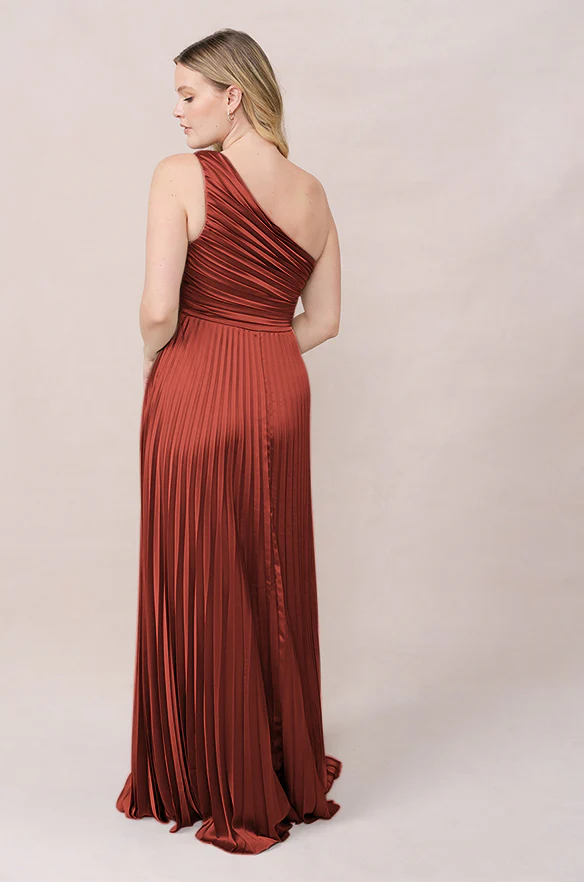 Declan Satin Pleated Dress | Made To Order - Image 93