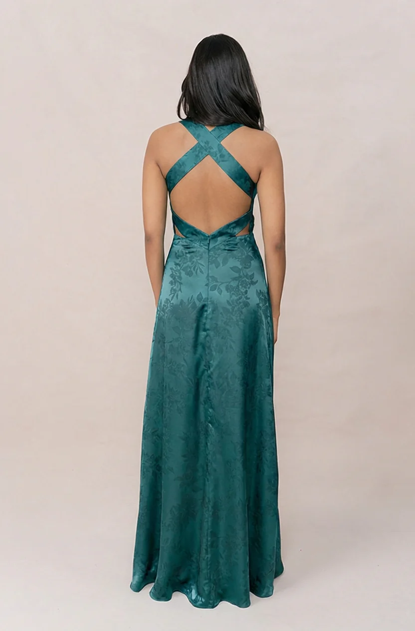 Dylan Satin Floral Print Dress | Made To Order - Image 10