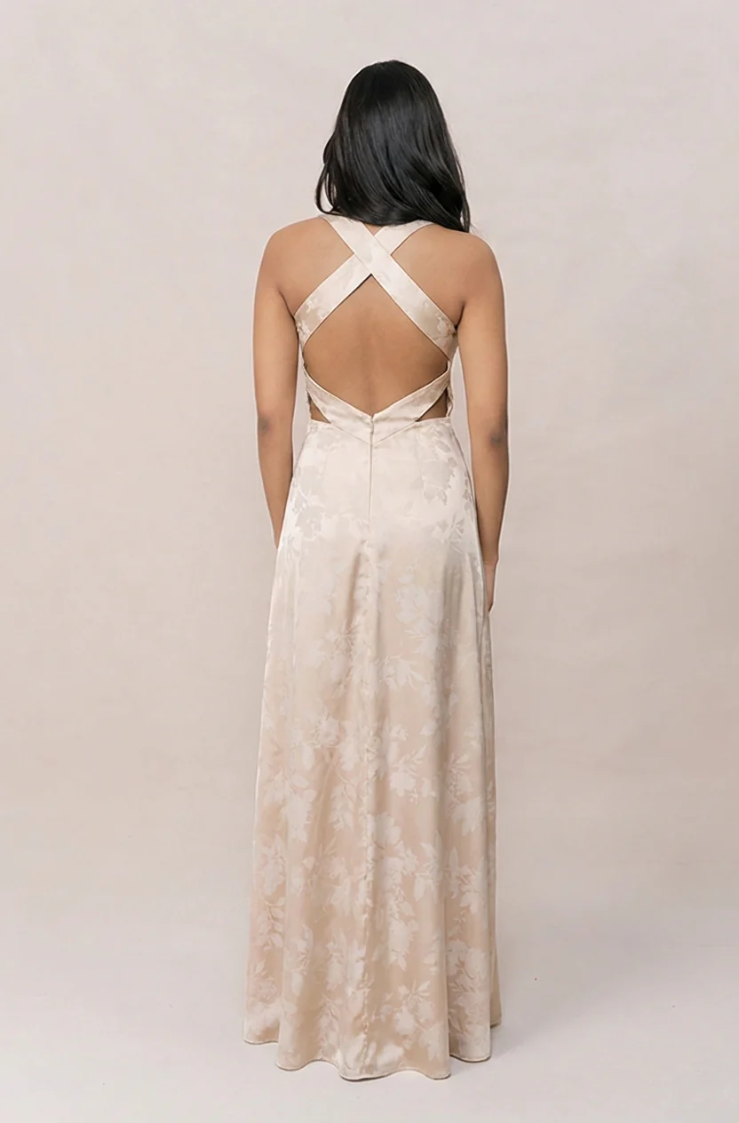 Dylan Satin Floral Print Dress | Made To Order - Image 14
