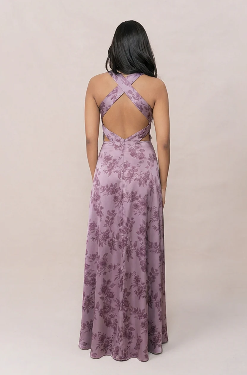 Dylan Satin Floral Print Dress | Made To Order - Image 2