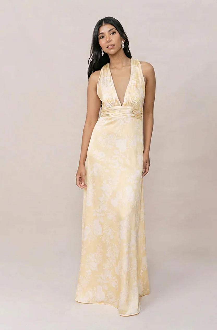 Dylan Satin Floral Print Dress | Made To Order - Image 31