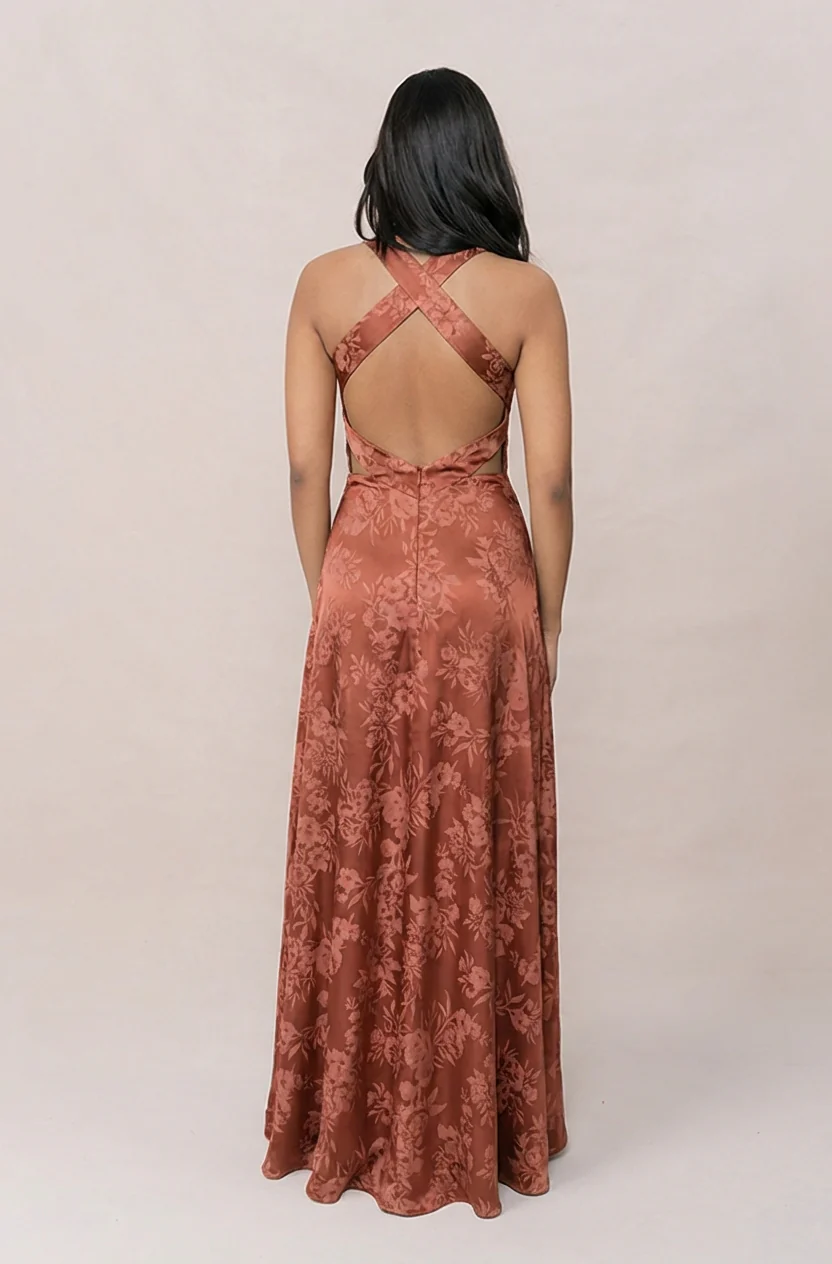 Dylan Satin Floral Print Dress | Made To Order - Image 40