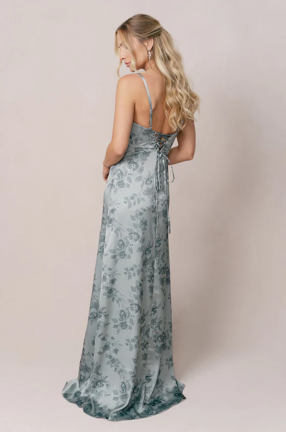 Ember Satin Floral Print Dress | Made To Order - Image 20