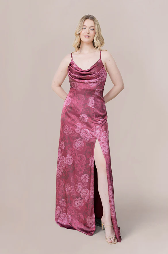 Ember Satin Floral Print Dress | Made To Order - Image 23
