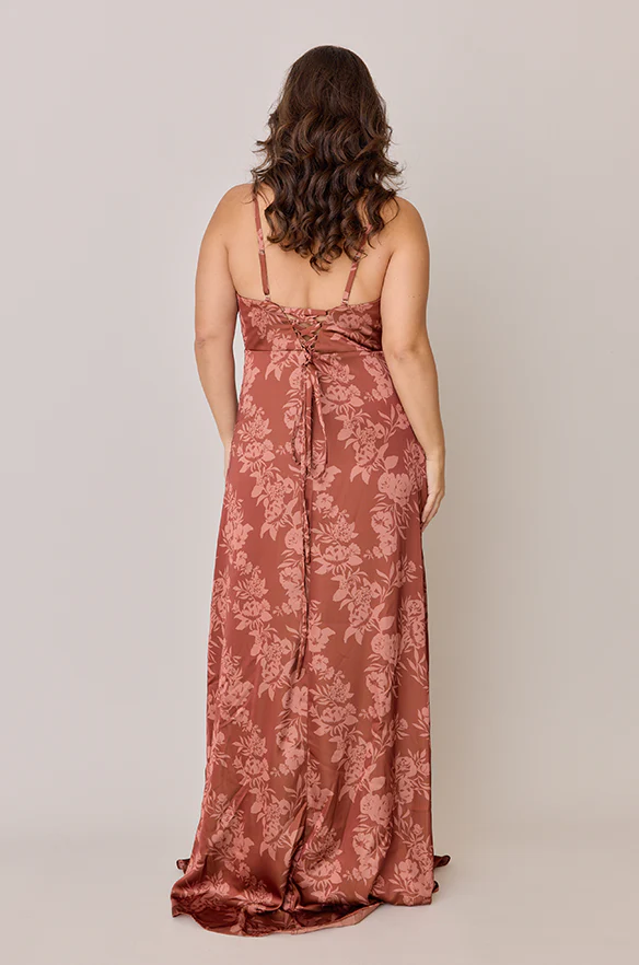 Ember Satin Floral Print Dress | Made To Order - Image 33