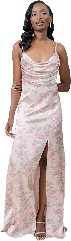 Ember Satin Floral Print Dress | Made To Order - Image 36