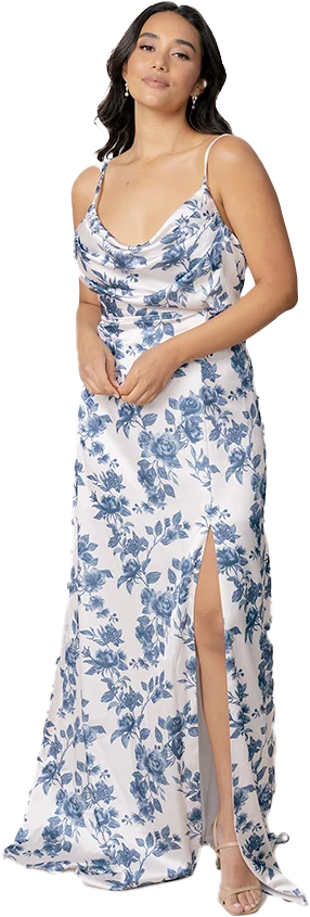 Ember Satin Floral Print Dress | Made To Order - Image 39