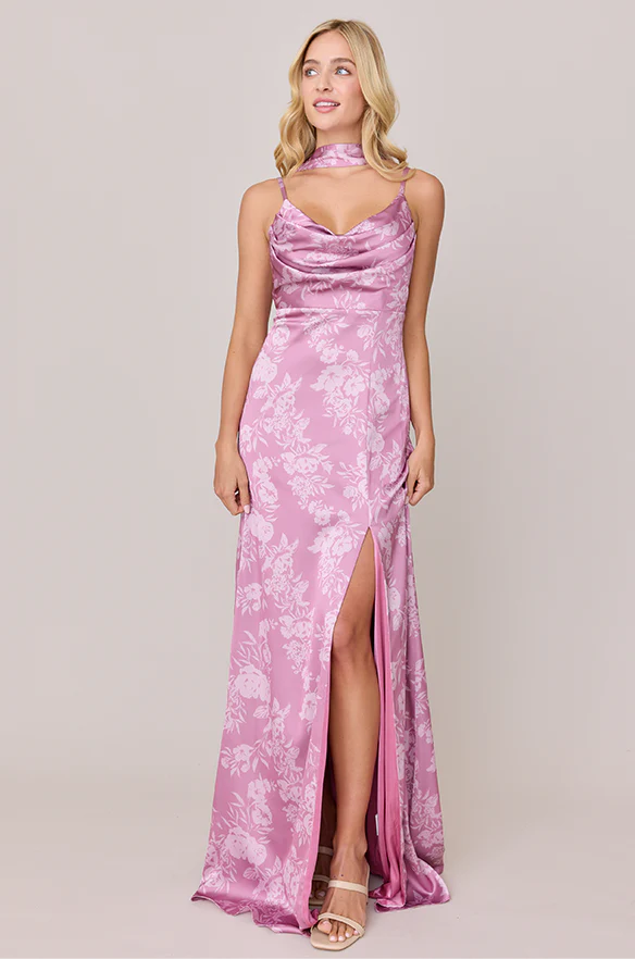 Ember Satin Floral Print Dress | Made To Order - Image 5