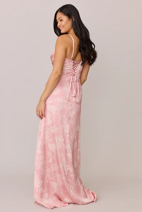 Ember Satin Floral Print Dress | Made To Order - Image 52