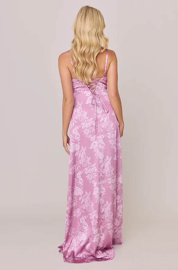 Ember Satin Floral Print Dress | Made To Order - Image 6