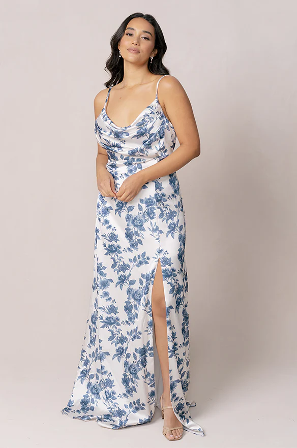 Ember Satin Floral Print Dress | Made To Order - Image 9