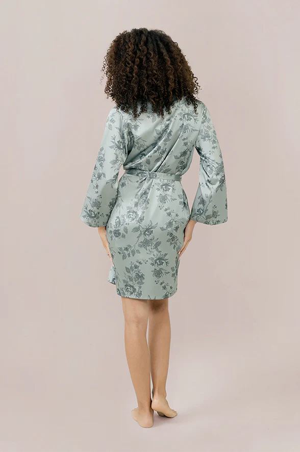 Getting Ready Satin Floral Print Robe | Made To Order - Image 8