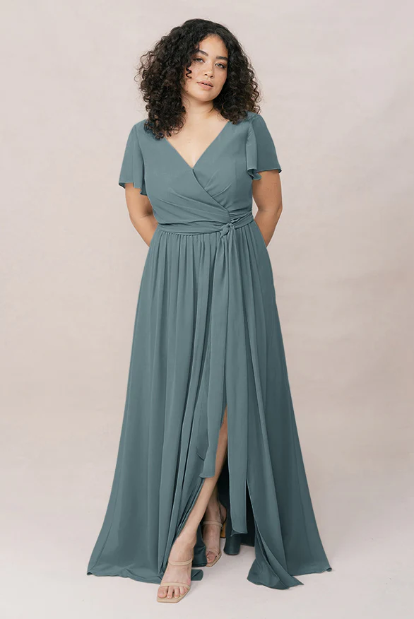 Harper Chiffon Faux Wrap Dress | Made To Order - Image 37