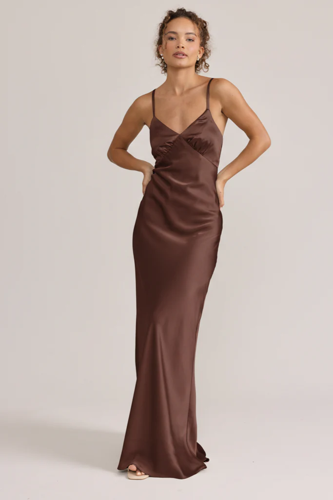 Iris Satin Dress | Ready To Ship | Mahogany