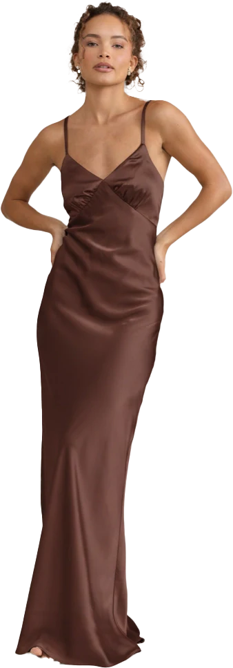 Iris Satin Dress | Ready To Ship | Mahogany - Image 3