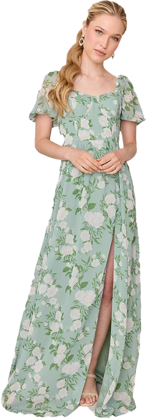Isabella Chiffon Floral Print Dress | Made To Order - Image 35