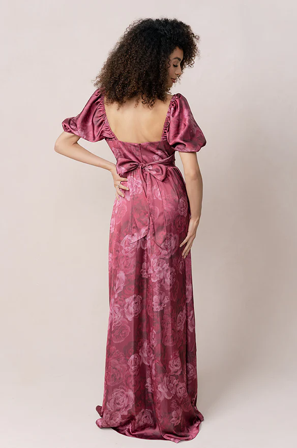 Isabella Satin Floral Print Dress | Made To Order - Image 10