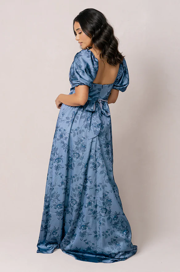 Isabella Satin Floral Print Dress | Made To Order - Image 16