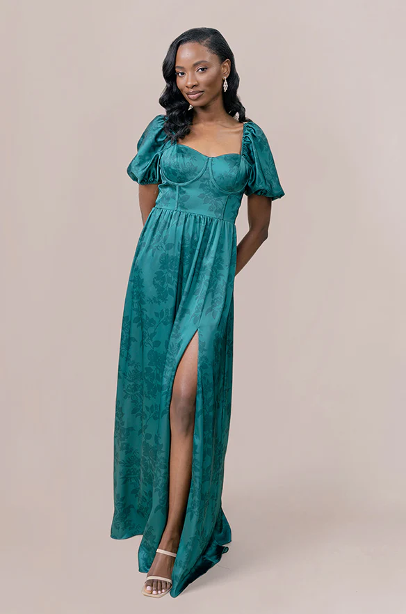 Isabella Satin Floral Print Dress | Made To Order - Image 7