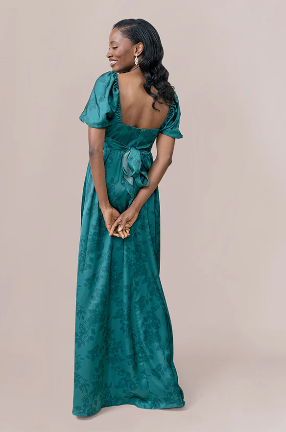 Isabella Satin Floral Print Dress | Made To Order - Image 8
