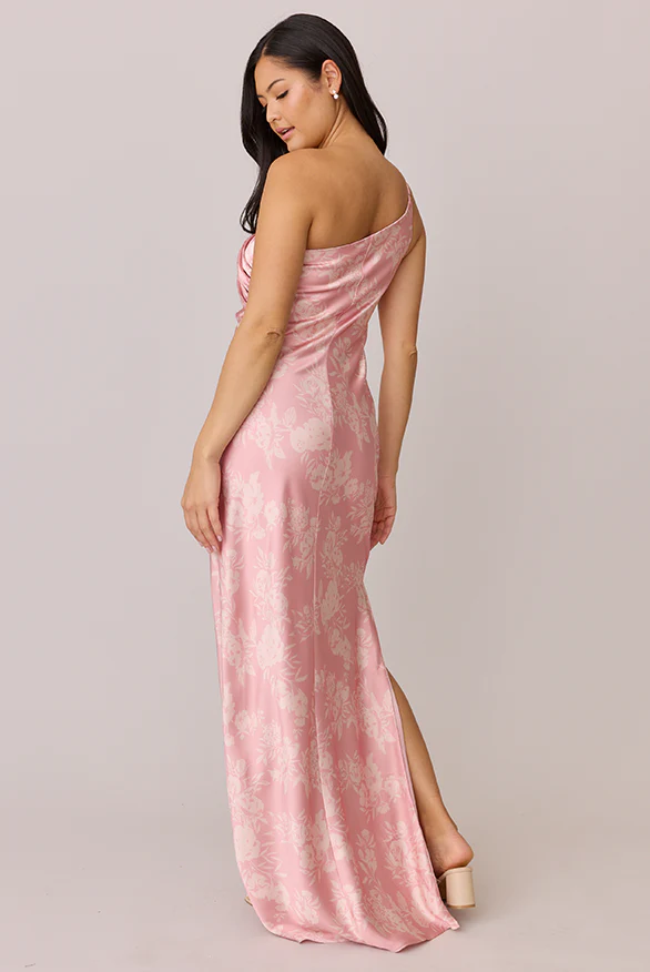 Jade Satin Floral Print Dress | Made To Order - Image 16