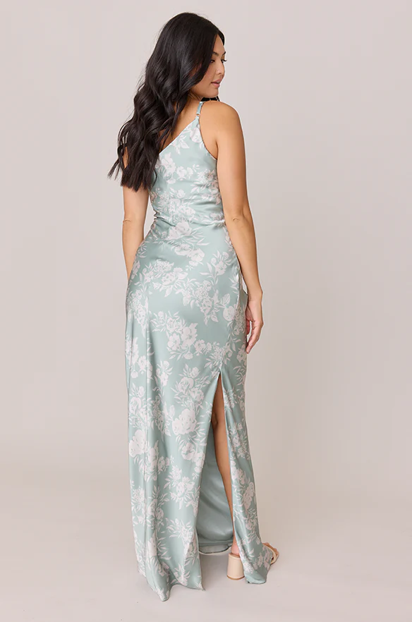 Jade Satin Floral Print Dress | Made To Order - Image 41