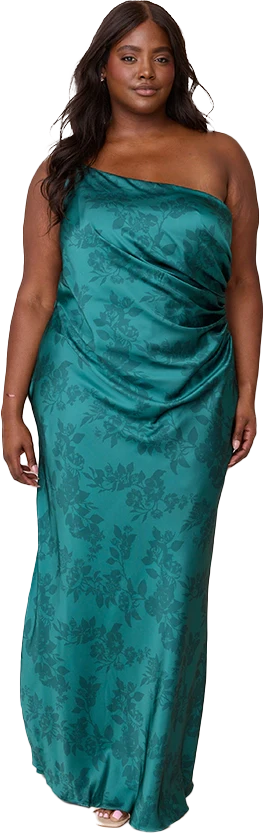 Jade Satin Floral Print Dress | Made To Order - Image 58