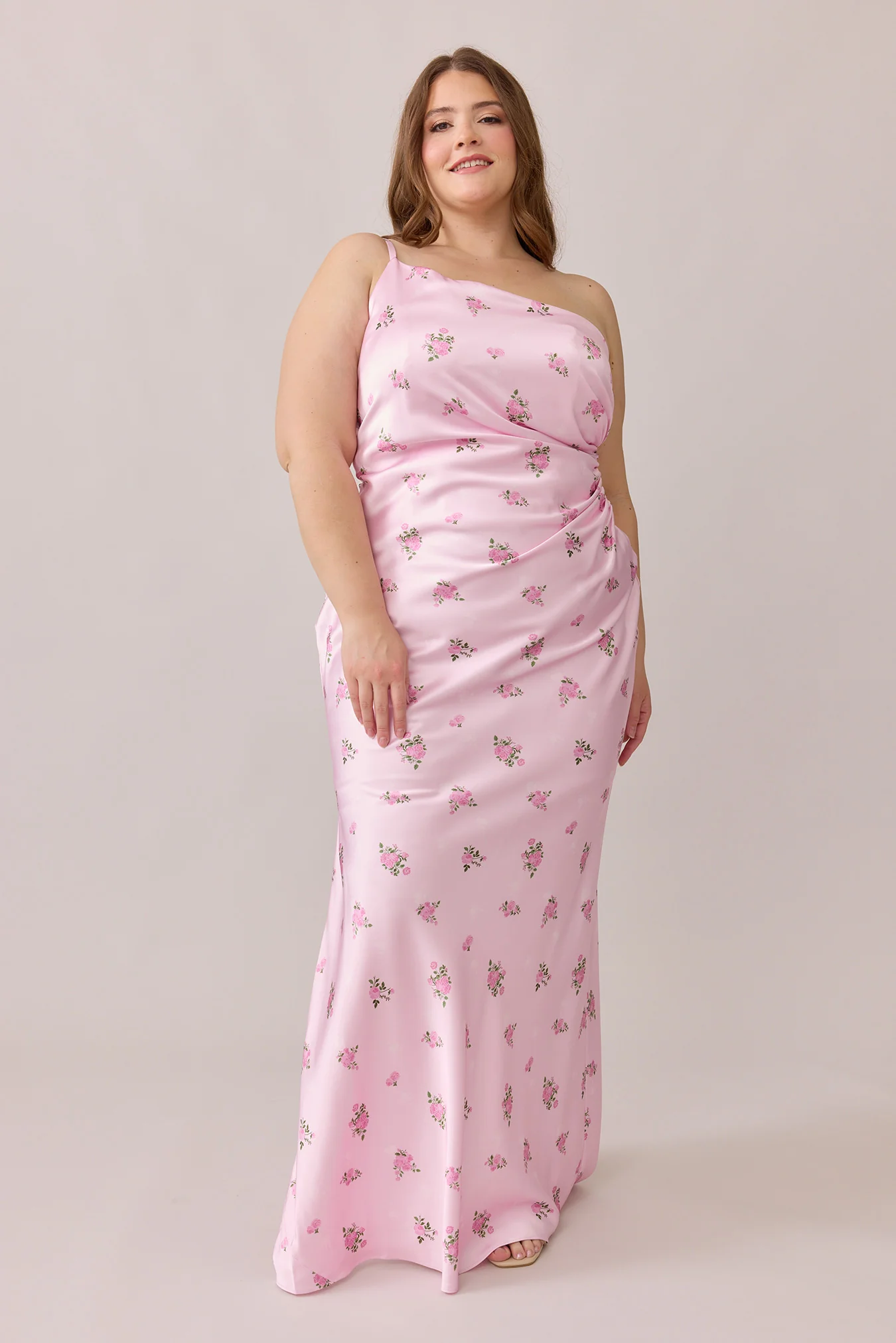 Jade Satin Floral Print Dress | Made To Order - Image 73