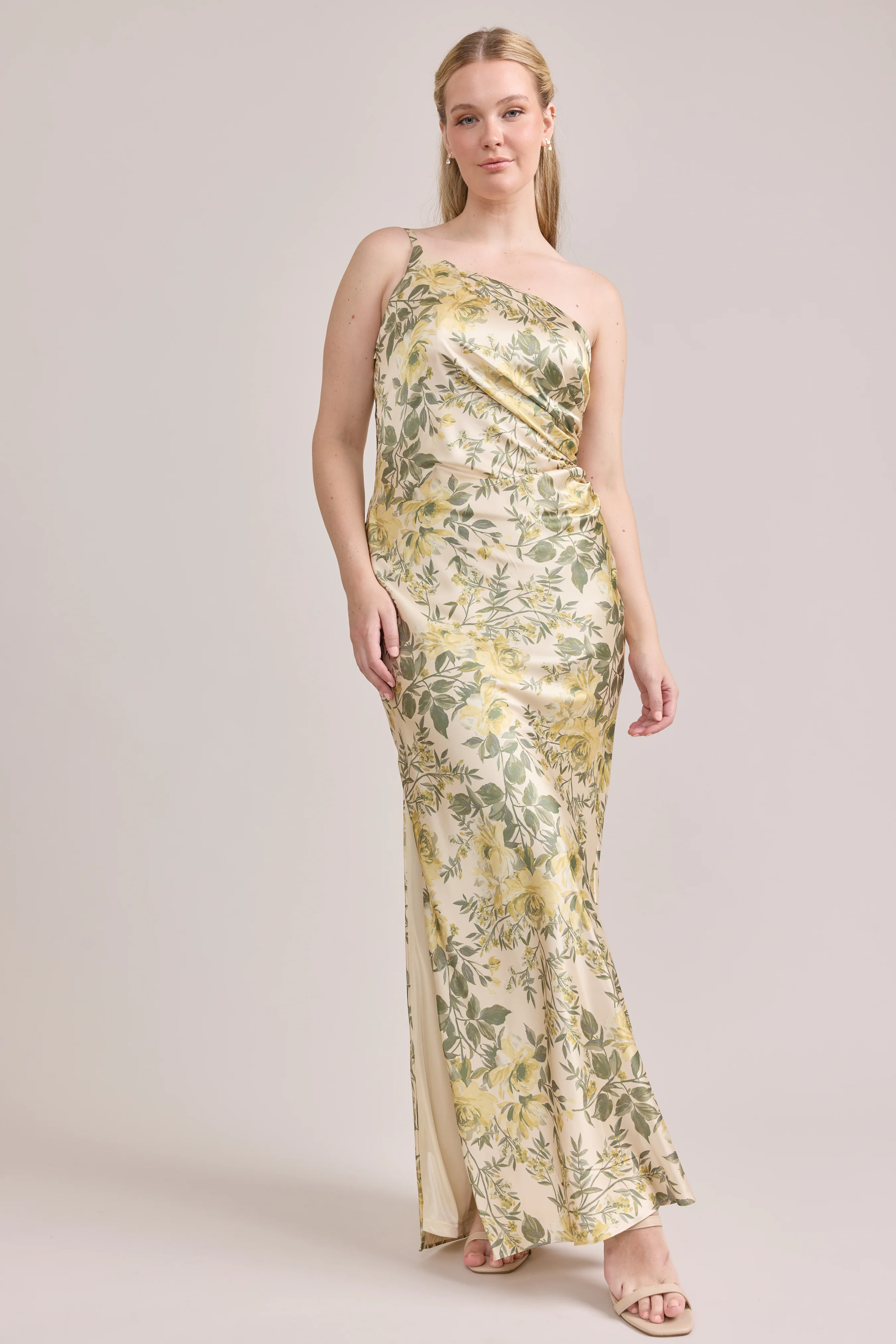 Jade Satin Floral Print Dress | Made To Order - Image 89