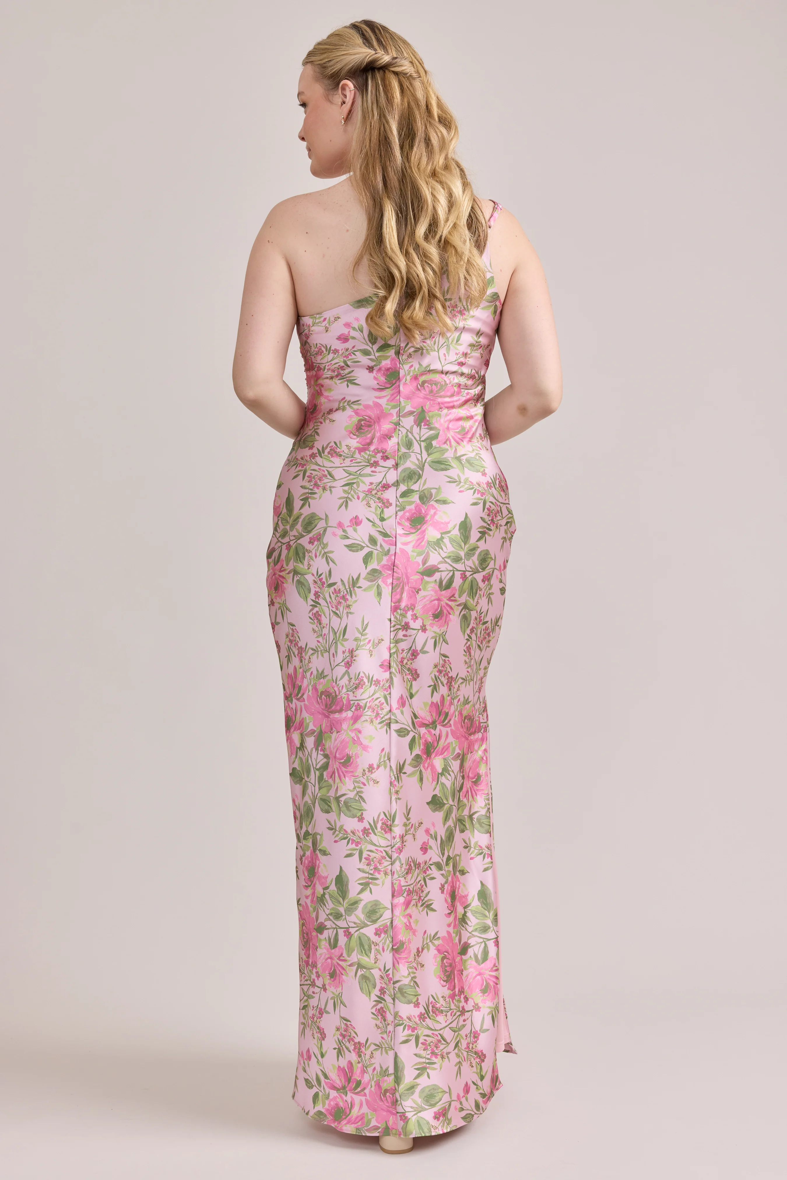 Jade Satin Floral Print Dress | Made To Order - Image 92