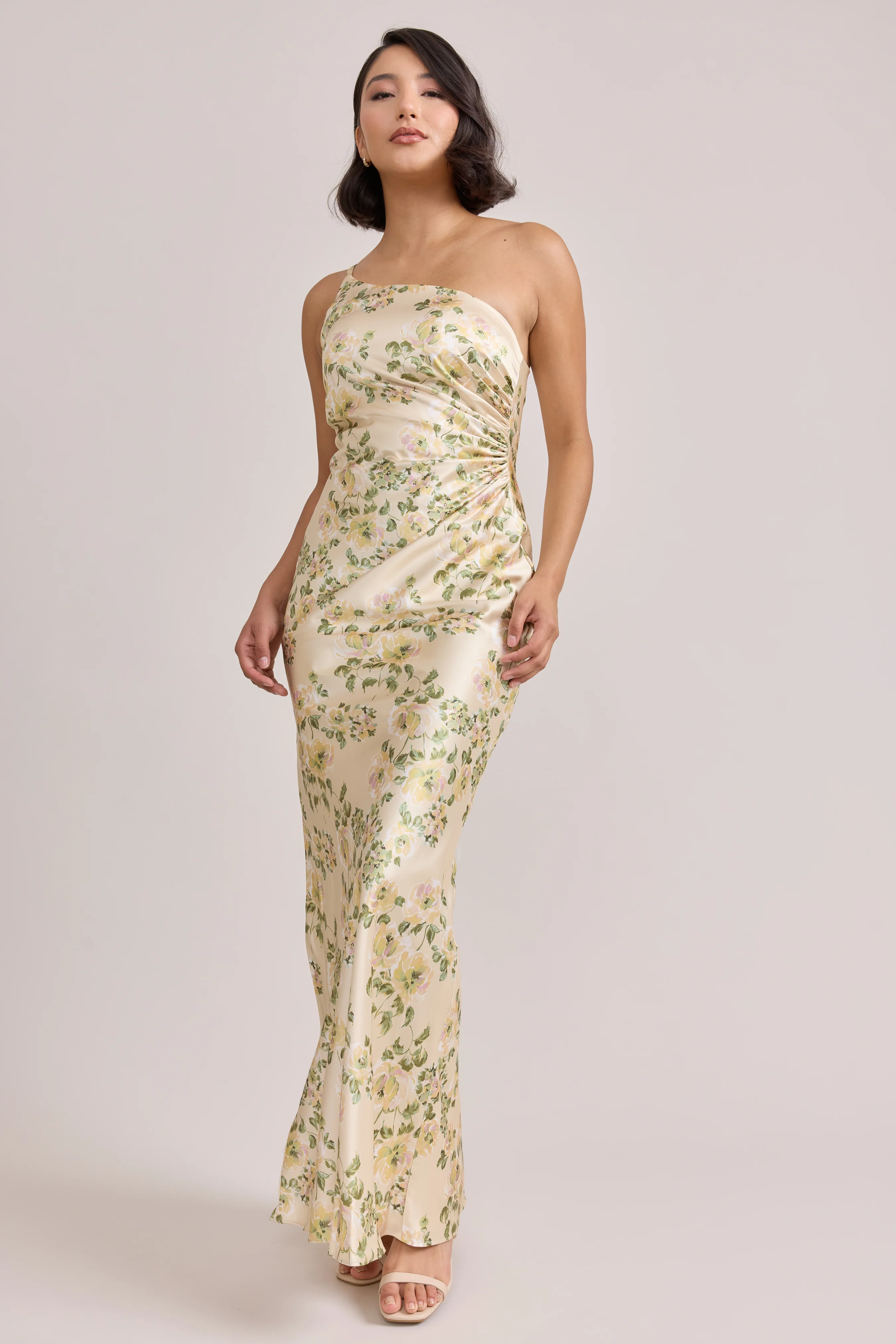 Jade Satin Floral Print Dress | Made To Order - Image 98