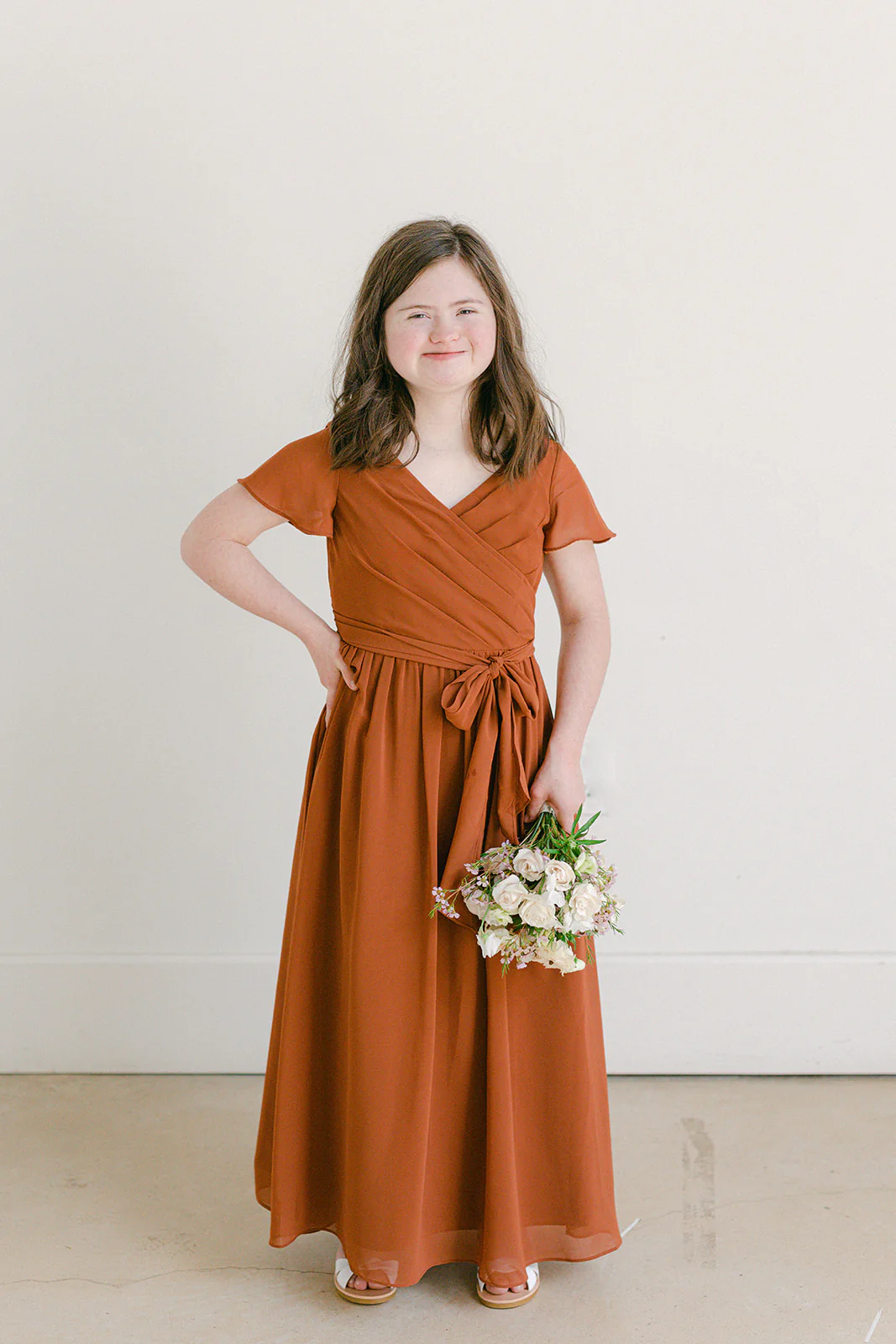 Juniors Harper Chiffon Faux Wrap Dress | Made To Order - Image 4
