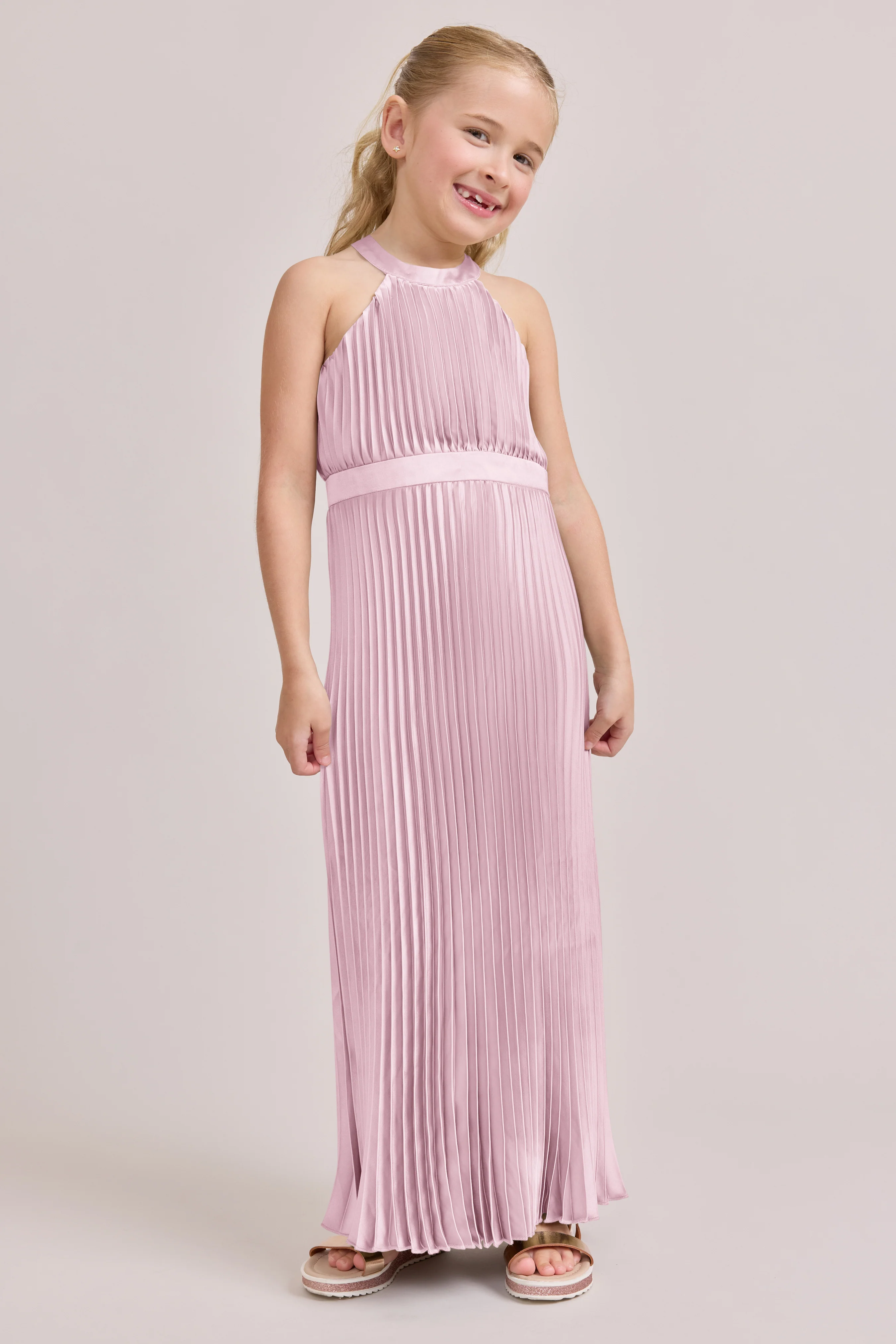 Juniors Mazie Satin Pleated Dress | Made To Order - Image 3