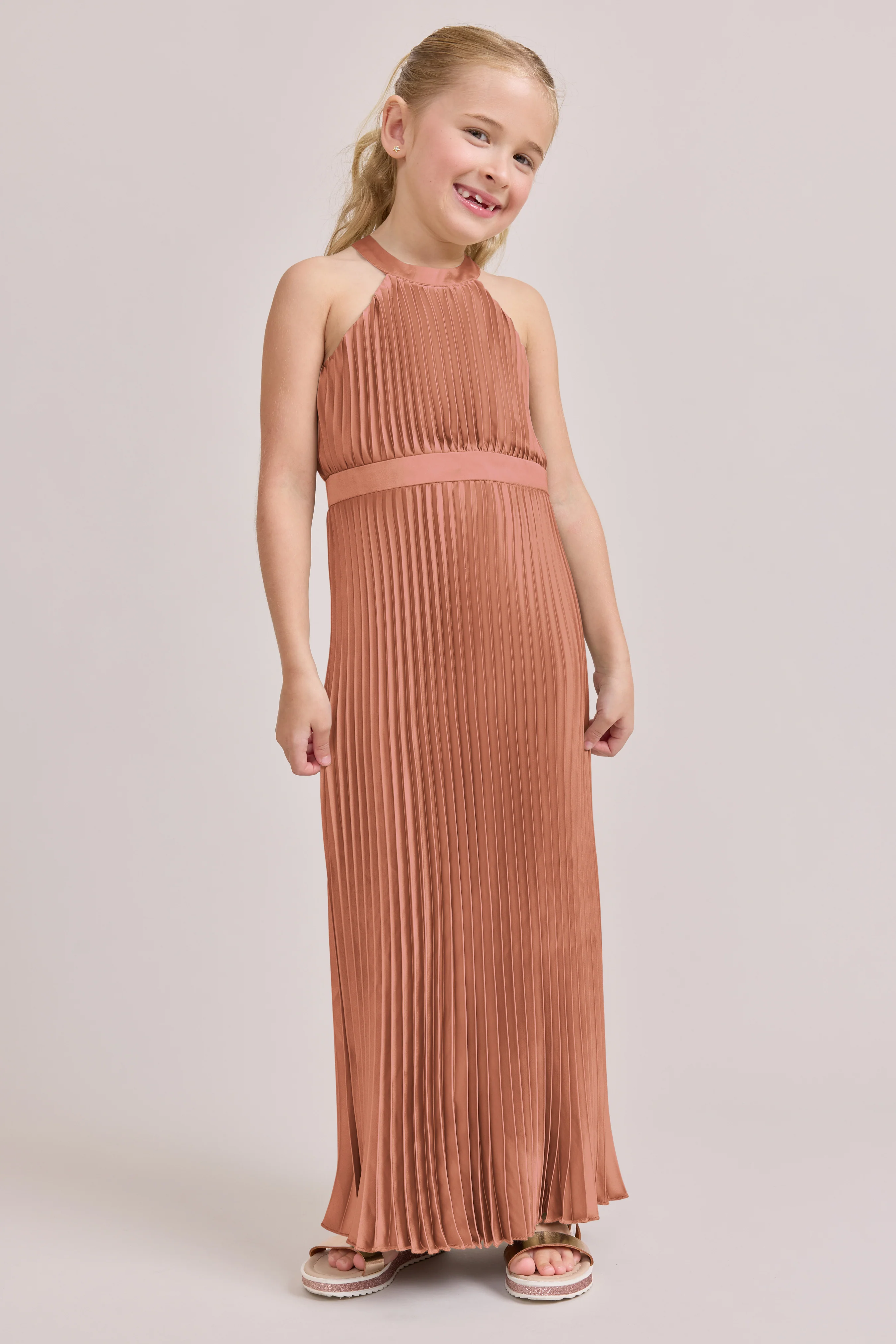 Juniors Mazie Satin Pleated Dress | Made To Order - Image 5