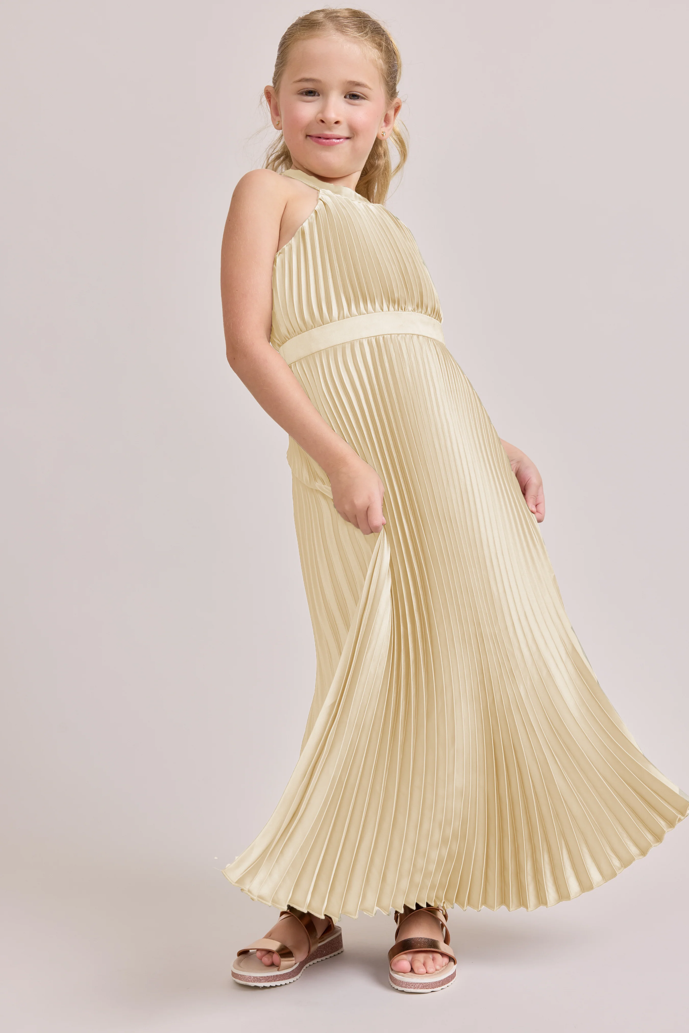 Juniors Mazie Satin Pleated Dress | Made To Order - Image 80