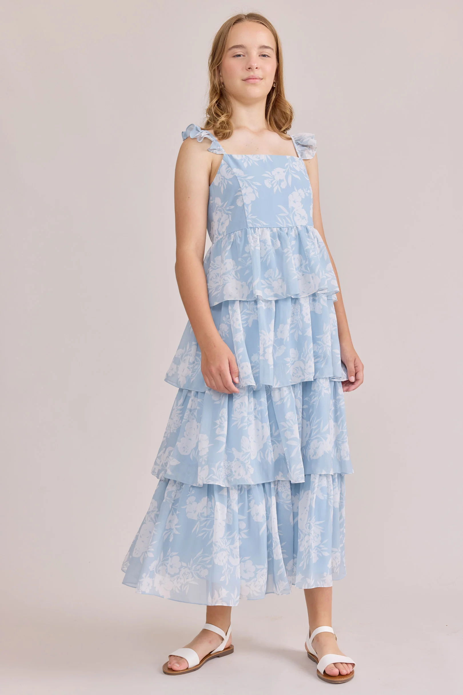 Juniors Poppy Chiffon Floral Print Dress | Made To Order - Image 10