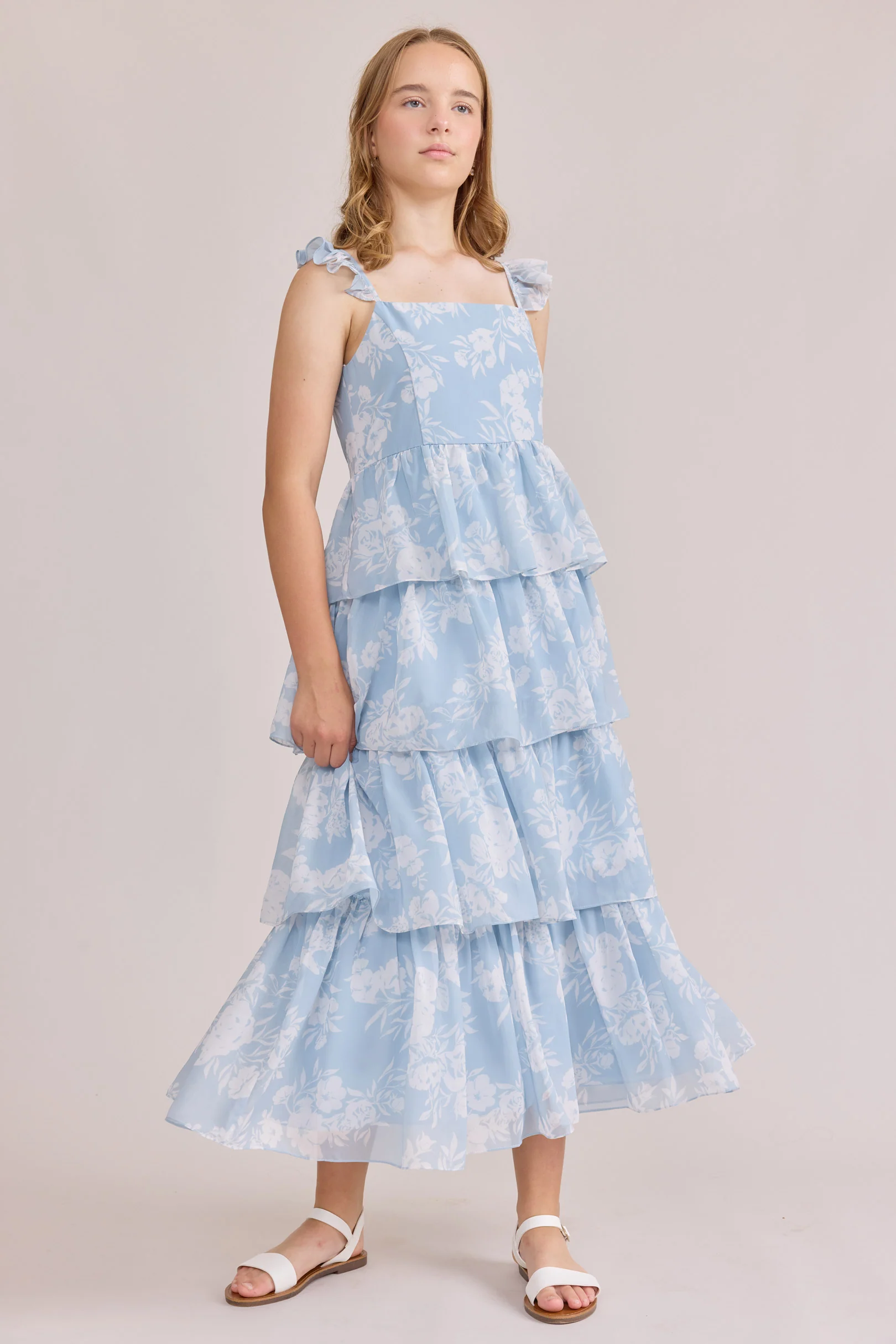 Juniors Poppy Chiffon Floral Print Dress | Made To Order - Image 11